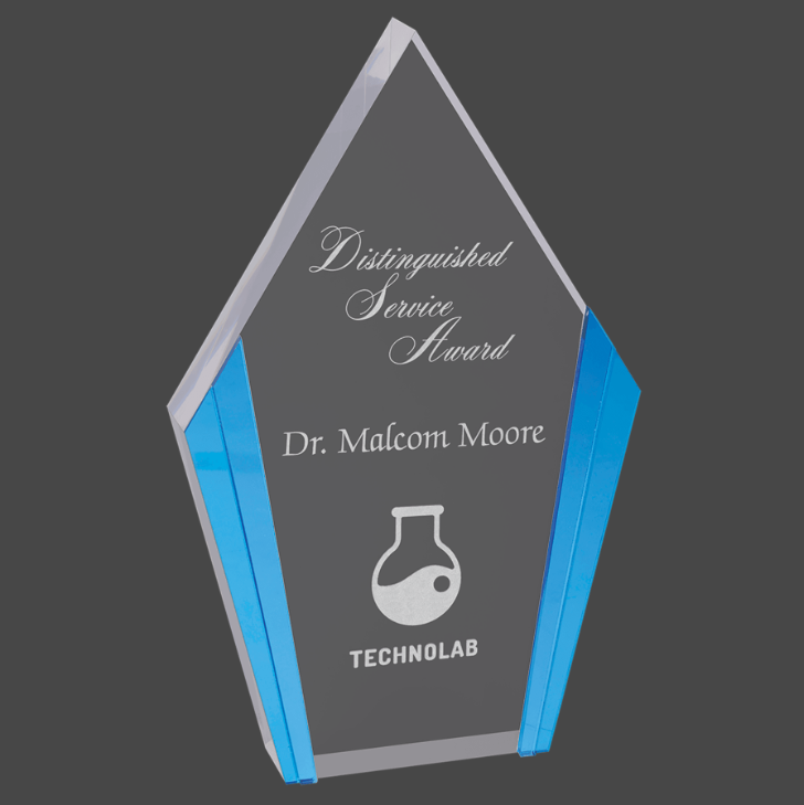 Diamond Acrylic w/ Blue Edges