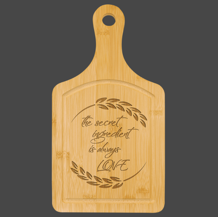 Bamboo Cutting Board Paddle w/ Drip Ring