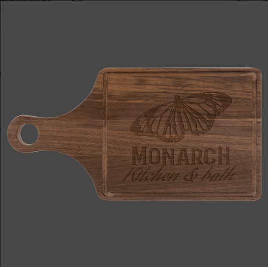 Walnut Cutting Board Paddle Shape w/ Drip Ring