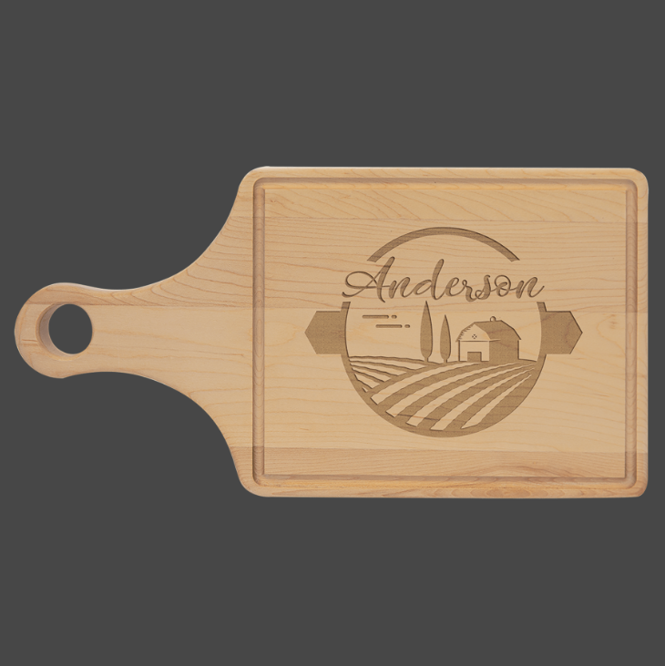 Maple Cutting Board Paddle Shape w/ Drip Ring